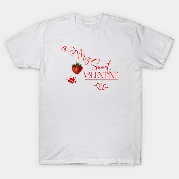 Sweet Valentine with Strawberry Fruit T-Shirt by Biophilia